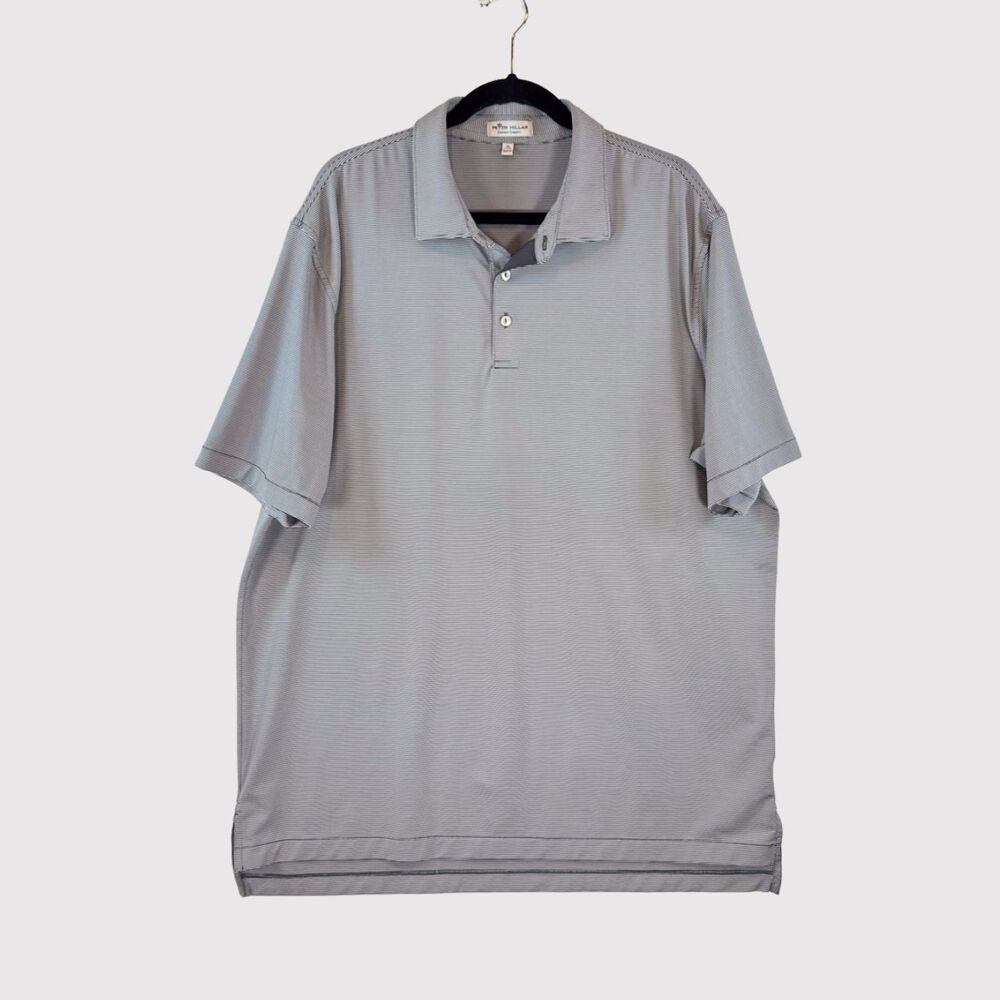 Peter Millar Summer Comfort Mens Polo Shirt Black Striped Performance Golf XL